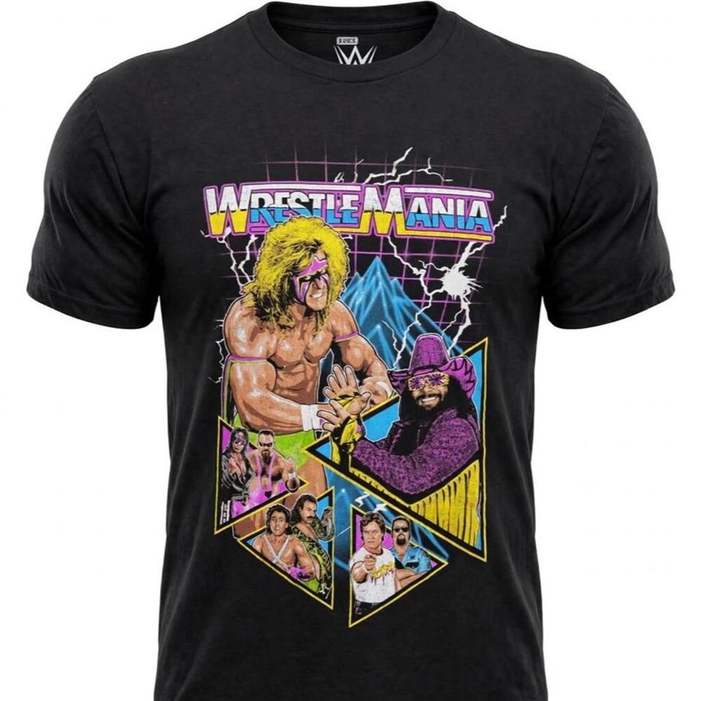 Mad Engine WWE WrestleMania Shirt L Ultimate Warrior Macho Man WWF